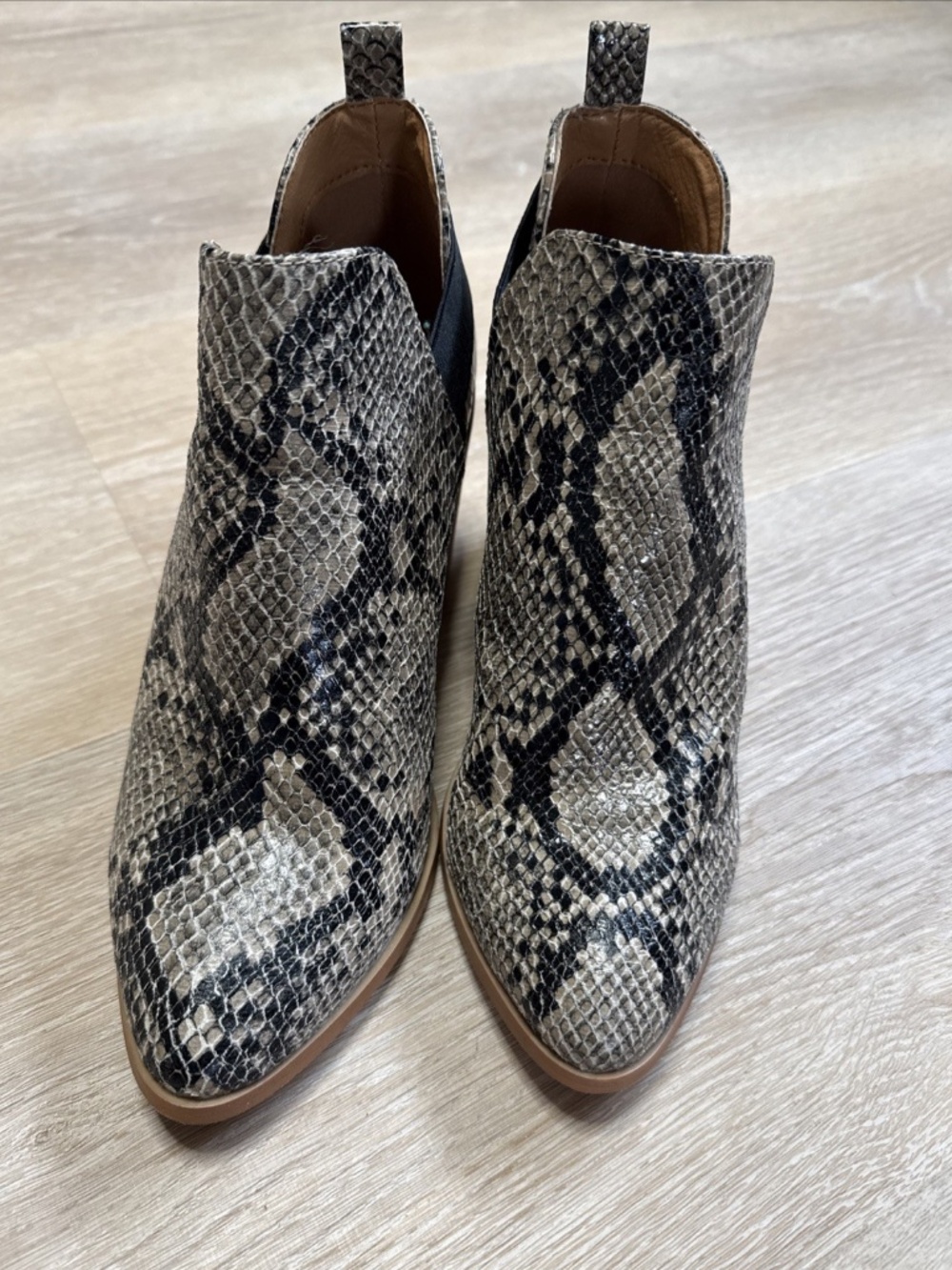 Dolce Vita DV Women's Faux Snake Skin Ankle Boots | Block Heel | Size 7.5